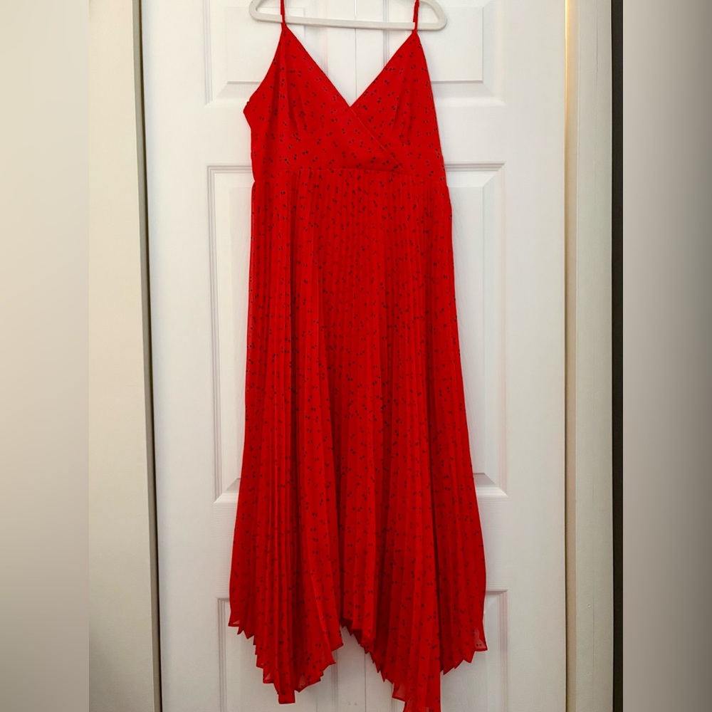 Uniqlo Red Maxi Dress with Delicate Dot Print